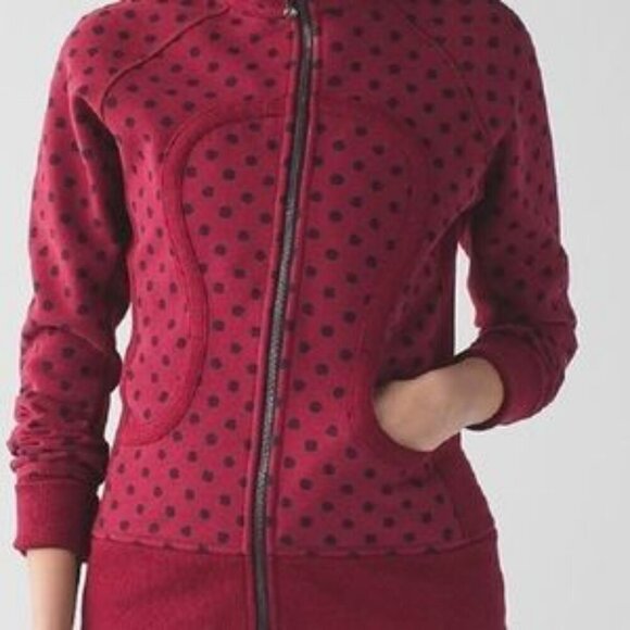 Scuba red polka dot Lululemon jacket Size 10 Red Color Rare Size - Picture 5 of 14